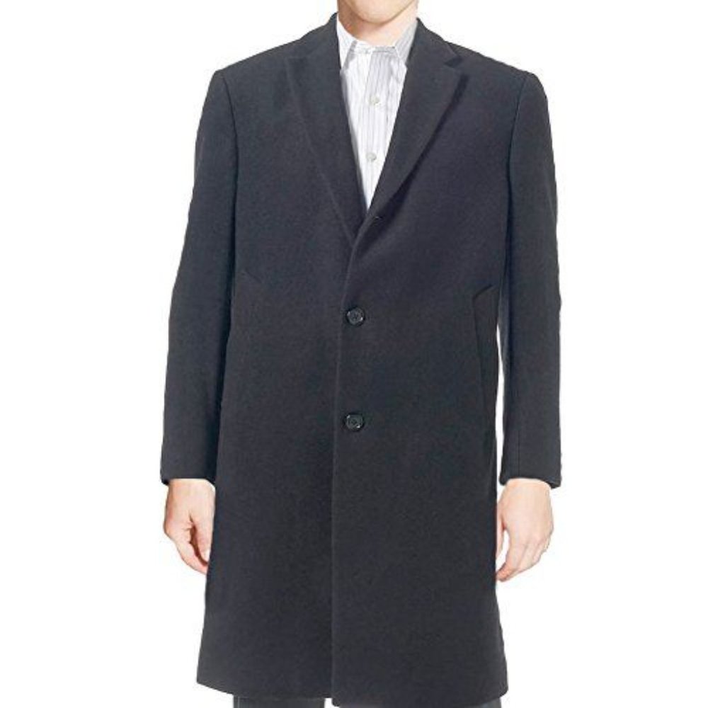 RALPH LAUREN CHAPS Black Full Long Parma Wool Overcoat - Good Condition!